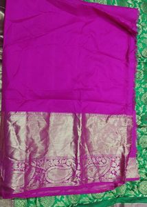 Green &amp; Pink Kanjivaram Broked Silk Saree