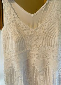 Topshop White Sleeveless Crochet Dress