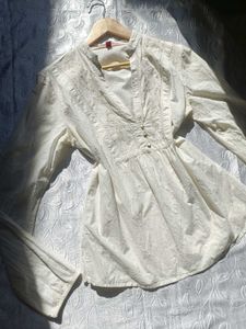 Y2K Ivory Embroidered Tunic 🤍