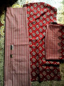 Burgundy Printed Salwar Kameez Dress Material