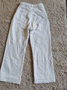 Flared Mid Waist White Denim