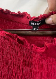 Nuon Red Off Shoulder Dress