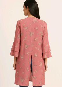 Elegant Dusty Pink Color Long Floral Shrug