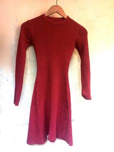 Korean Maroon Bodycon Dress (Women)