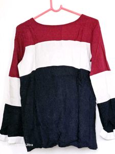 Harvard Navy &amp; White Colourblocked Top