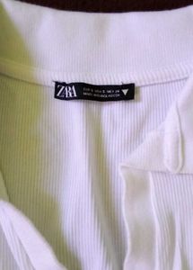 ZARA white long sleeve crop top