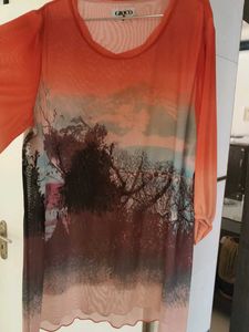 Orange Graphic Print Top