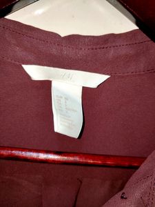 H&amp;M Wine See Through Shirt Top
