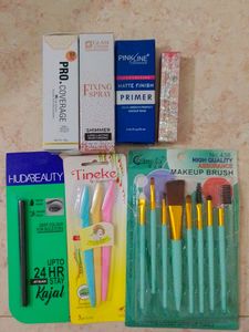 Combo Pack Of Primer Fixer Face Razor Kajal Brush