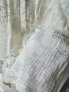 White Linen Floral Print Top