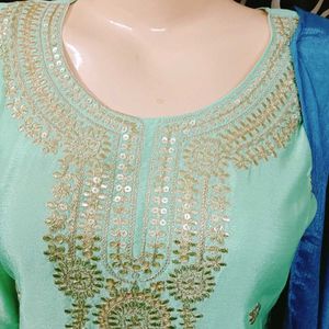 Elegant pure chinon gotta patti plazzo set