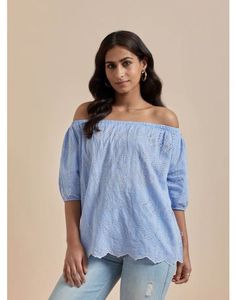 H&M New Blue Off-Shoulder Top