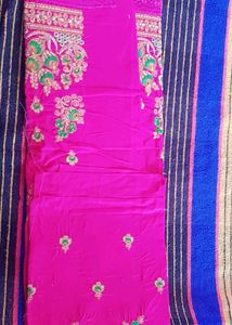 Pink Embroidered Dress Material