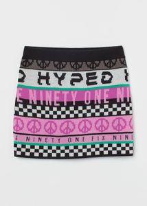 H&M Jacquard Knit Black/Checked Skirt