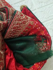 Elegant Red Bandhani Saree