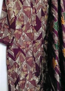 Maroon &amp; Maple Leaf Kurta With Dupatta
