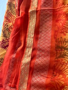 Orange Saree, Blouse &amp; Petticoat Set (Women)