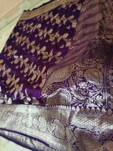 Pure Silk Banarasi Purple 💜 Saree 💗