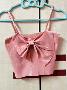 Pink Bow Crop Top