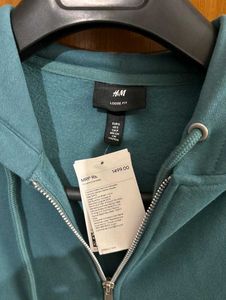 H&amp;M DARK TURQUOISE ZIPPER HOODIE SWEATSHIRT S