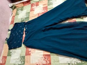 Teal Embellished Palazzo Set