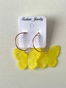 Yellow Butterfly Hoop Earring