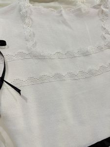 White Lace Detail Top