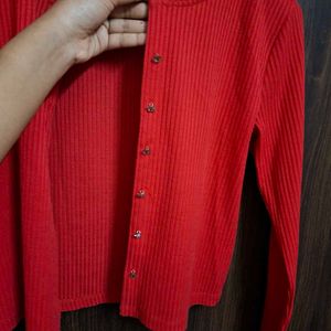 Cherry Ribbed Button-Up Cardigan Top🍒