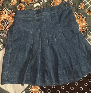 Denim Pleated Skirt