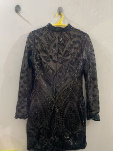 Sparkly Sequinned Mini Black Dress
