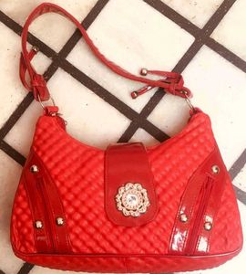 Red Quilted Shoulder Hand Bag
