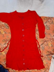 A-line Kurta With denim Jacket