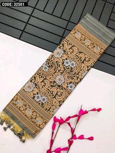 *Tussar silk saree with zari weaving work*