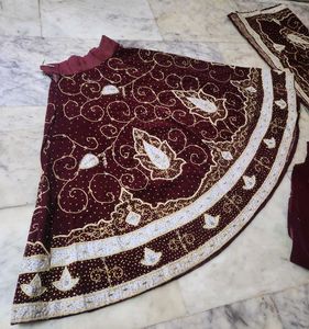 beautiful maroon zaridozi work lehenga velvet ♥️ f