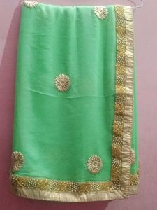 Green Embellished Saree