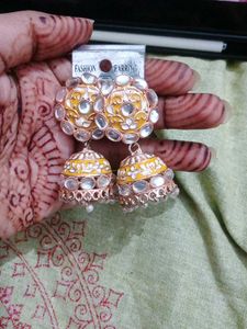 Yellow Jhumka Earrings