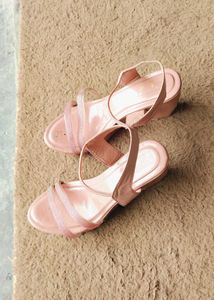 Pink Glitter Strap Sandals