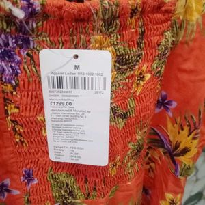 Orange Printed Fit And Flare Dress