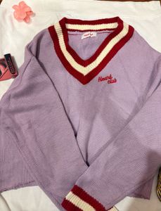 Cute Heart Club V-Neck Sweater