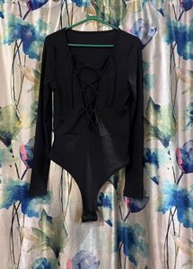 Black Lace-Up Bodysuit
