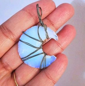 Fire Opal Moon Pendant