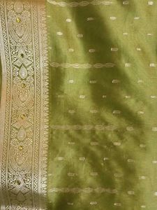 Olive green kanjeevaram saree