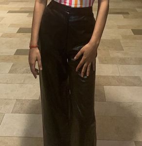 Wide Leg Faux Leather Pants
