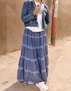 Blue Patterned Ethnic Skirt