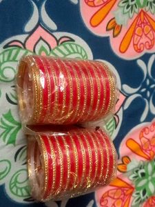 Red Golden Bangels Set