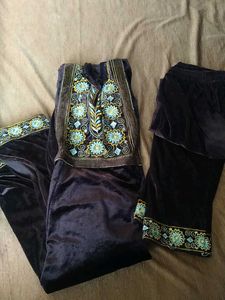 Embroidered Velvet Kurta Set