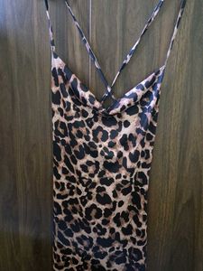 Leopard Print Backless Maxi Slip Dress