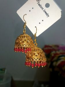 Golden+ Pink Combo Ethnic Jhumka