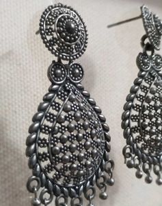 Oxidized Silver Drop Earrings