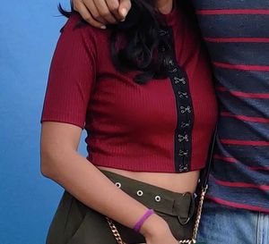 Burgundy Ribbed Crop Top